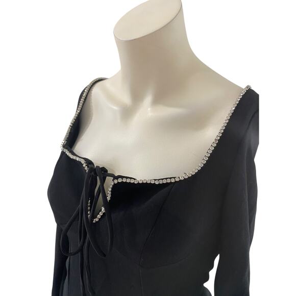 HOUSE OF CB Rosa Crystal Embellished Long Black Maxi Dress XS - Picture 5 of 14